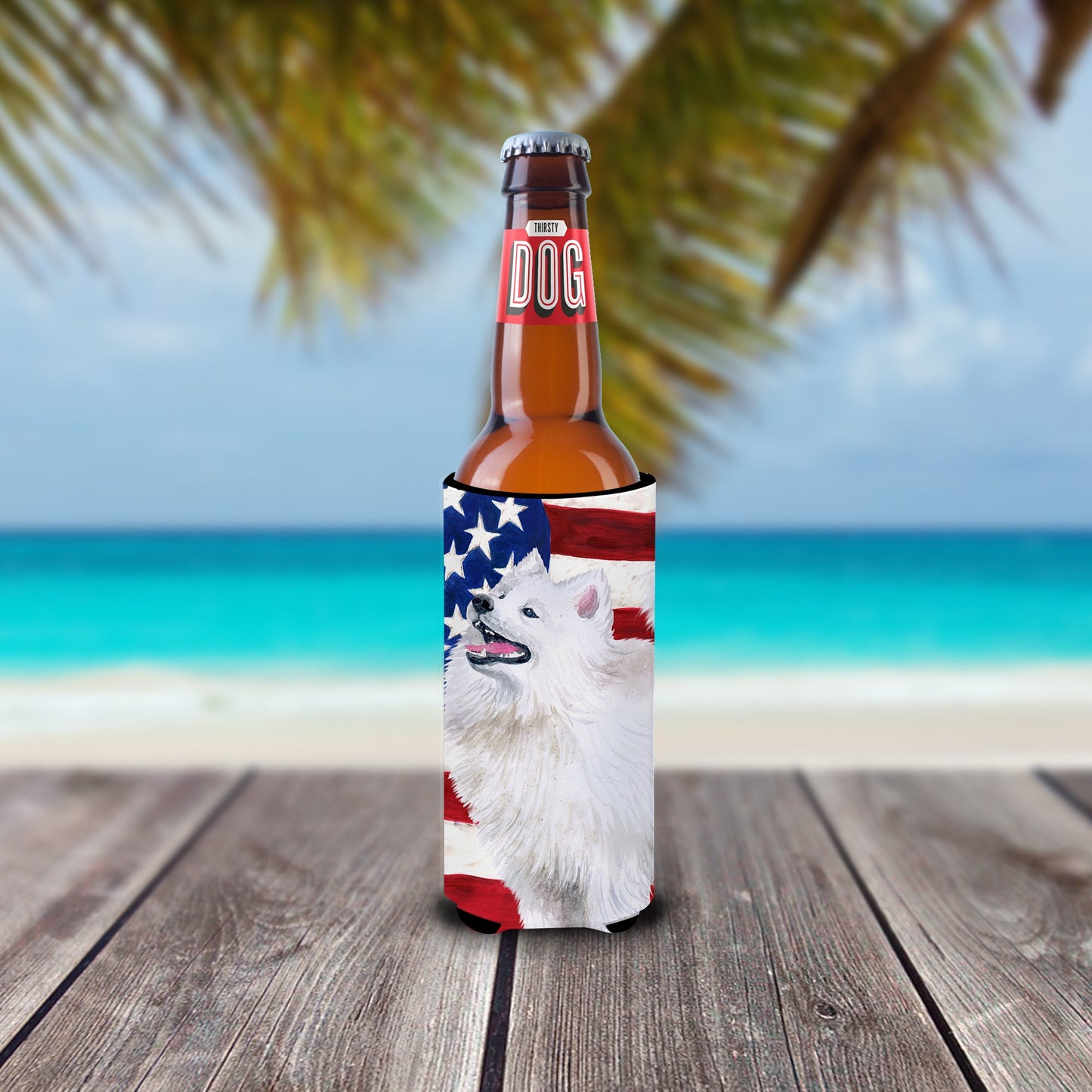 Samoyed Patriotic  Ultra Hugger for slim cans BB9691MUK by Caroline's Treasures