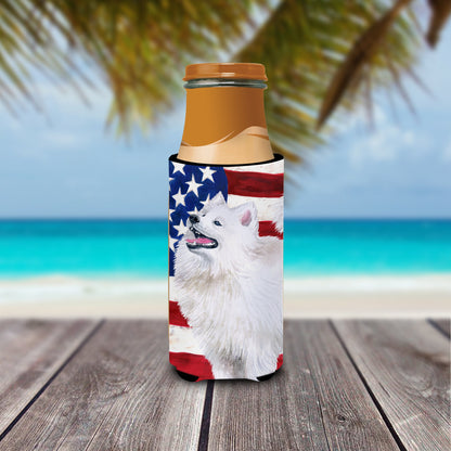 Samoyed Patriotic  Ultra Hugger for slim cans BB9691MUK by Caroline's Treasures