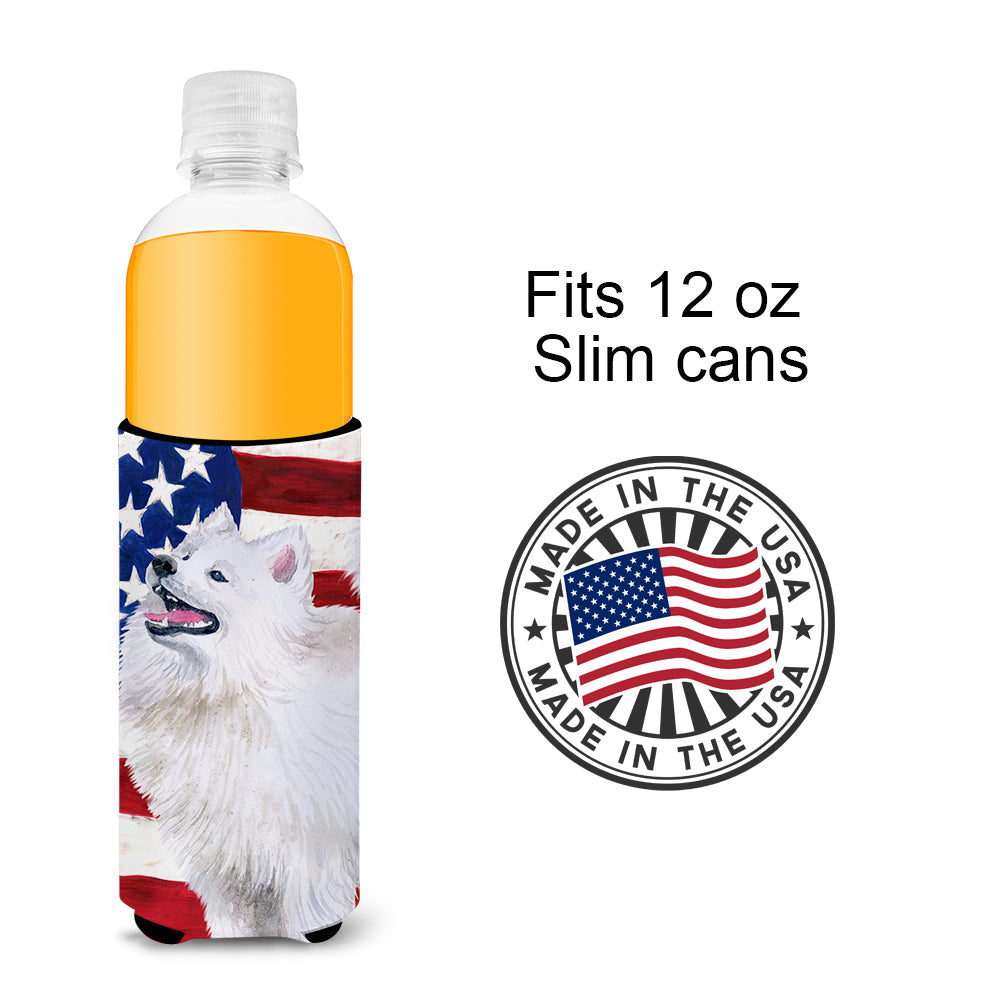 Samoyed Patriotic  Ultra Hugger for slim cans BB9691MUK by Caroline's Treasures