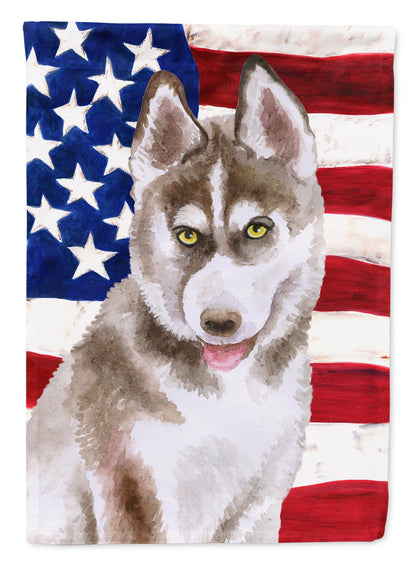 Siberian Husky Grey Patriotic Flag Canvas House Size BB9696CHF by Caroline's Treasures