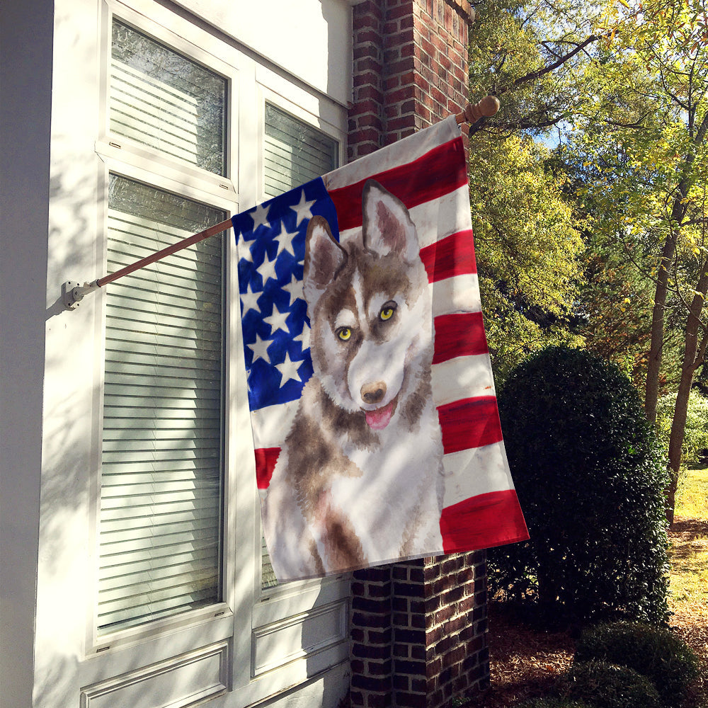 Siberian Husky Grey Patriotic Flag Canvas House Size BB9696CHF by Caroline's Treasures