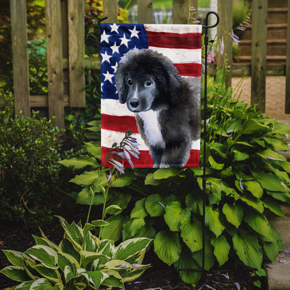 Newfoundland Puppy Patriotic Flag Garden Size BB9699GF by Caroline's Treasures