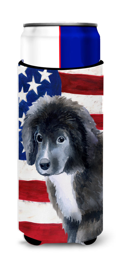 Newfoundland Puppy Patriotic  Ultra Hugger for slim cans BB9699MUK by Caroline's Treasures