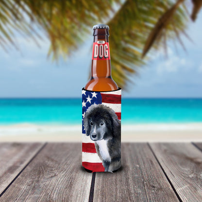 Newfoundland Puppy Patriotic  Ultra Hugger for slim cans BB9699MUK by Caroline's Treasures