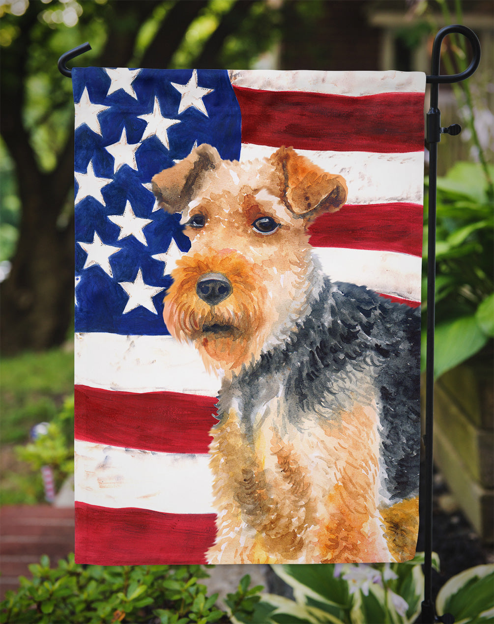 Welsh Terrier Patriotic Flag Garden Size BB9700GF by Caroline's Treasures