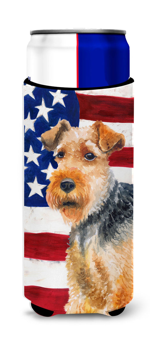 Welsh Terrier Patriotic  Ultra Hugger for slim cans BB9700MUK by Caroline's Treasures