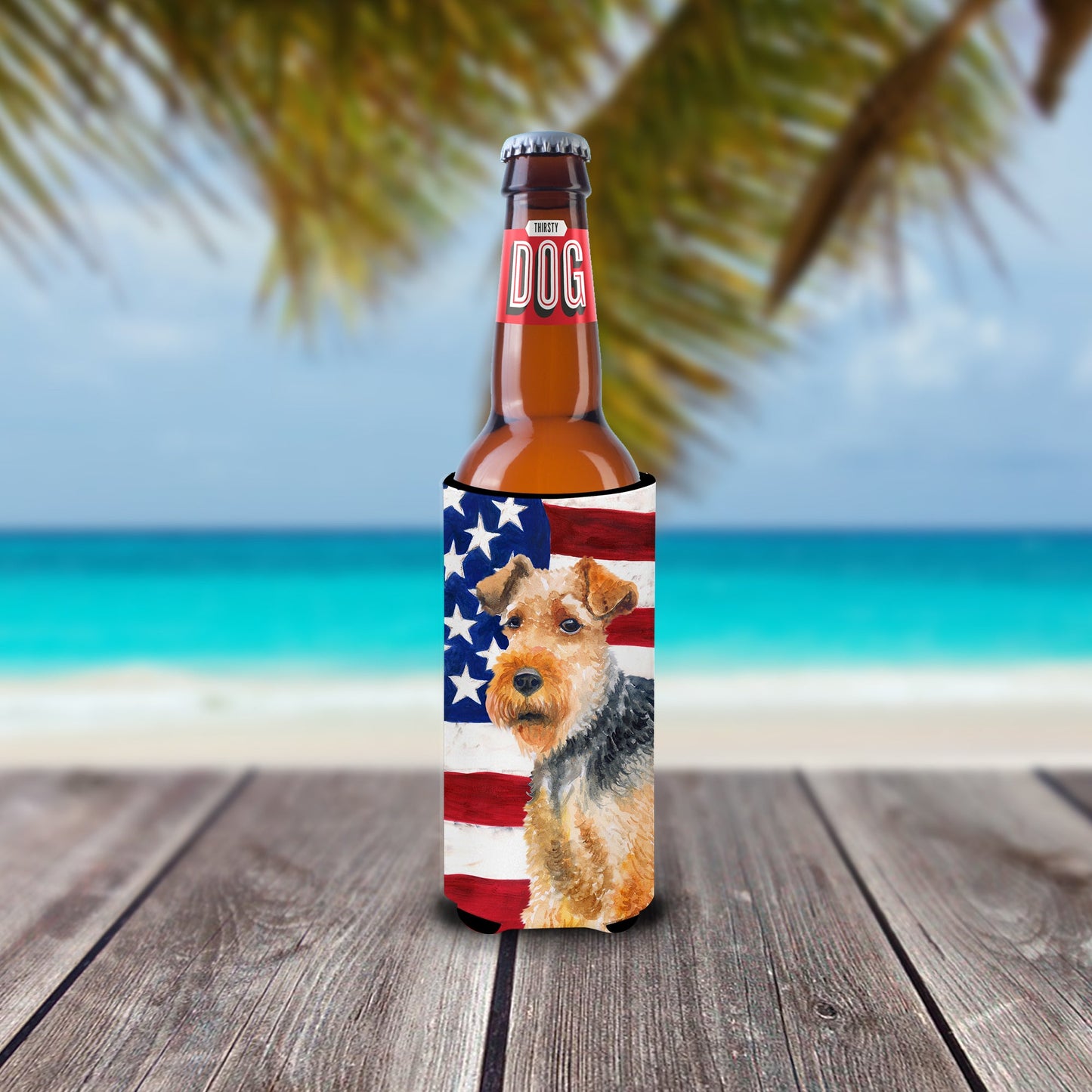 Welsh Terrier Patriotic  Ultra Hugger for slim cans BB9700MUK by Caroline's Treasures