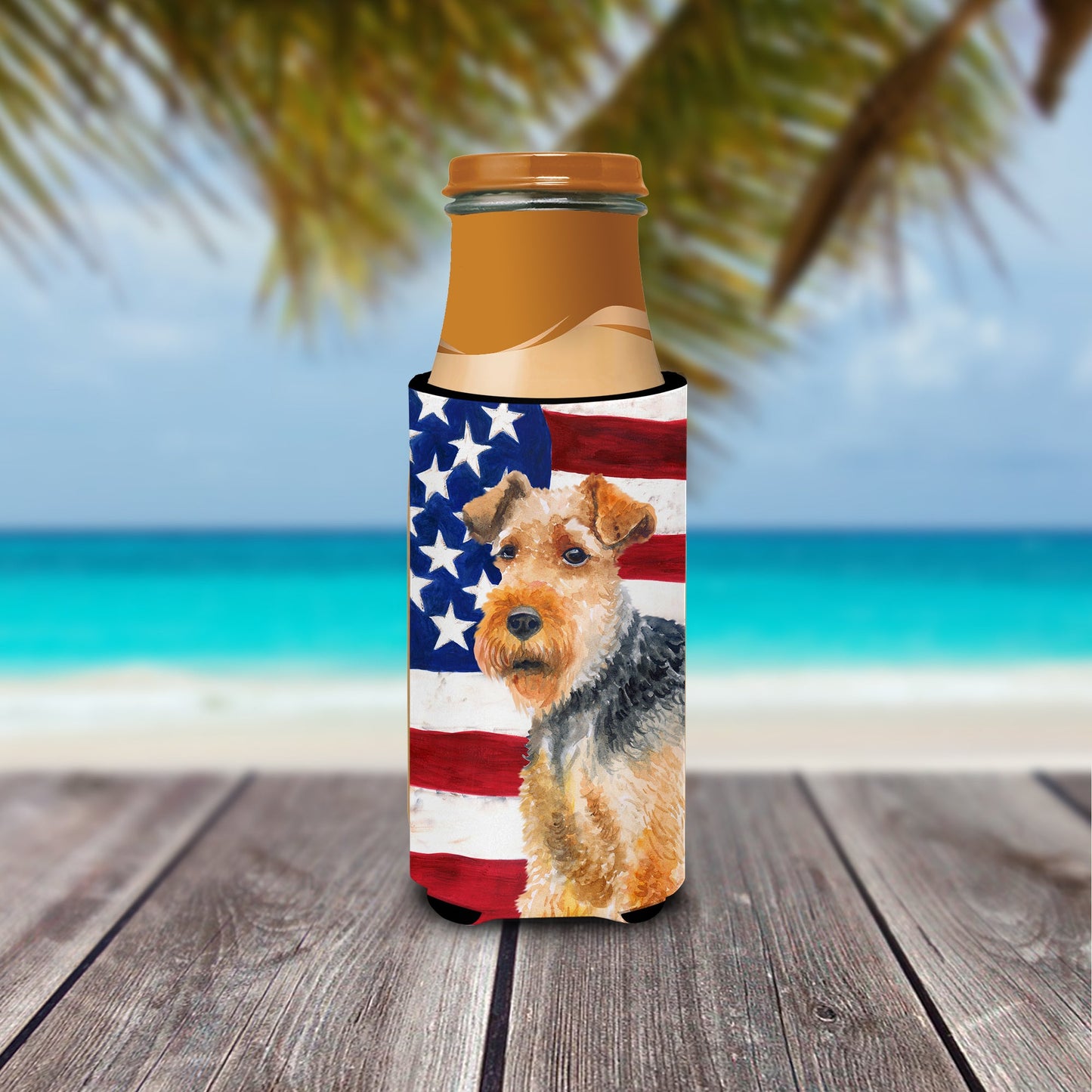 Welsh Terrier Patriotic  Ultra Hugger for slim cans BB9700MUK by Caroline's Treasures