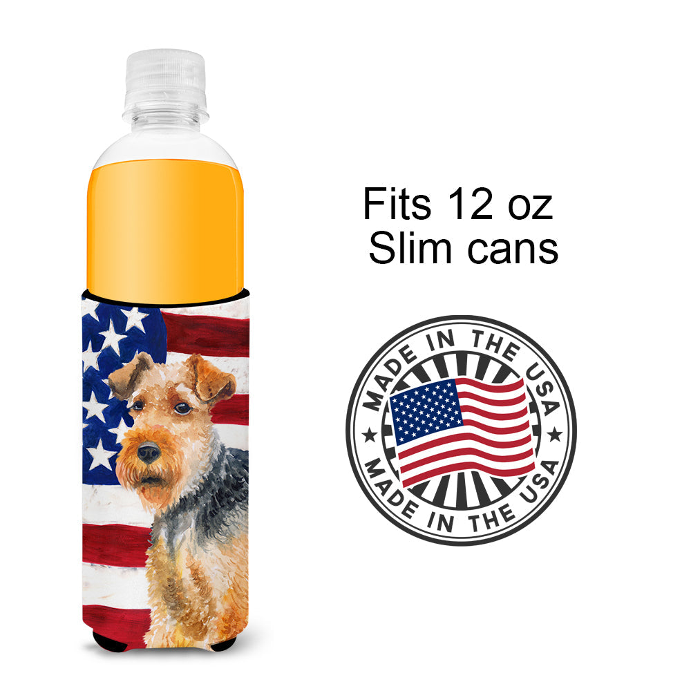 Welsh Terrier Patriotic  Ultra Hugger for slim cans BB9700MUK by Caroline's Treasures