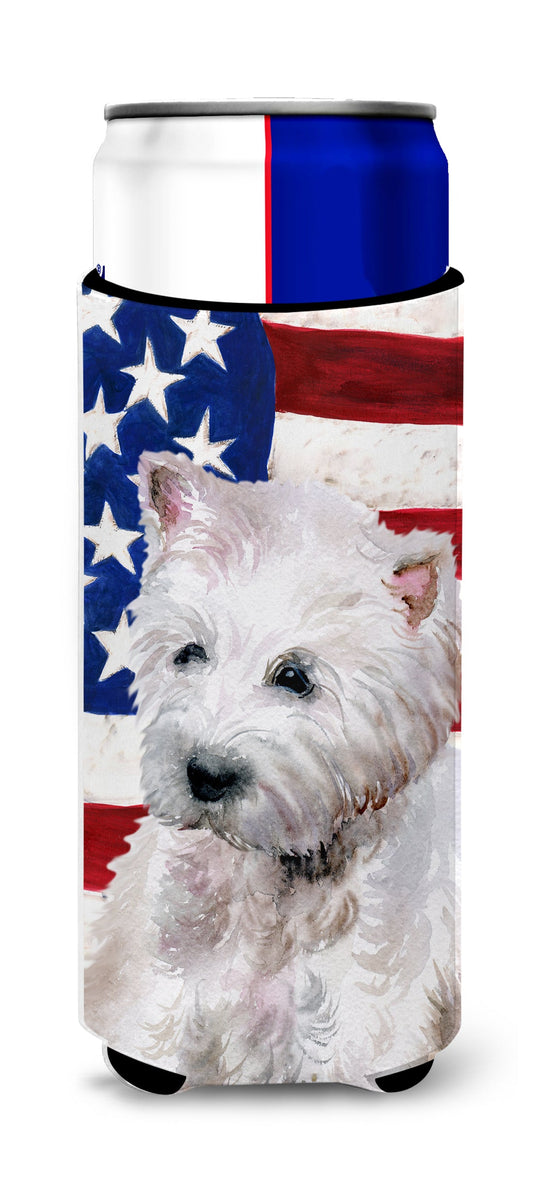 Westie Patriotic  Ultra Hugger for slim cans BB9701MUK by Caroline's Treasures