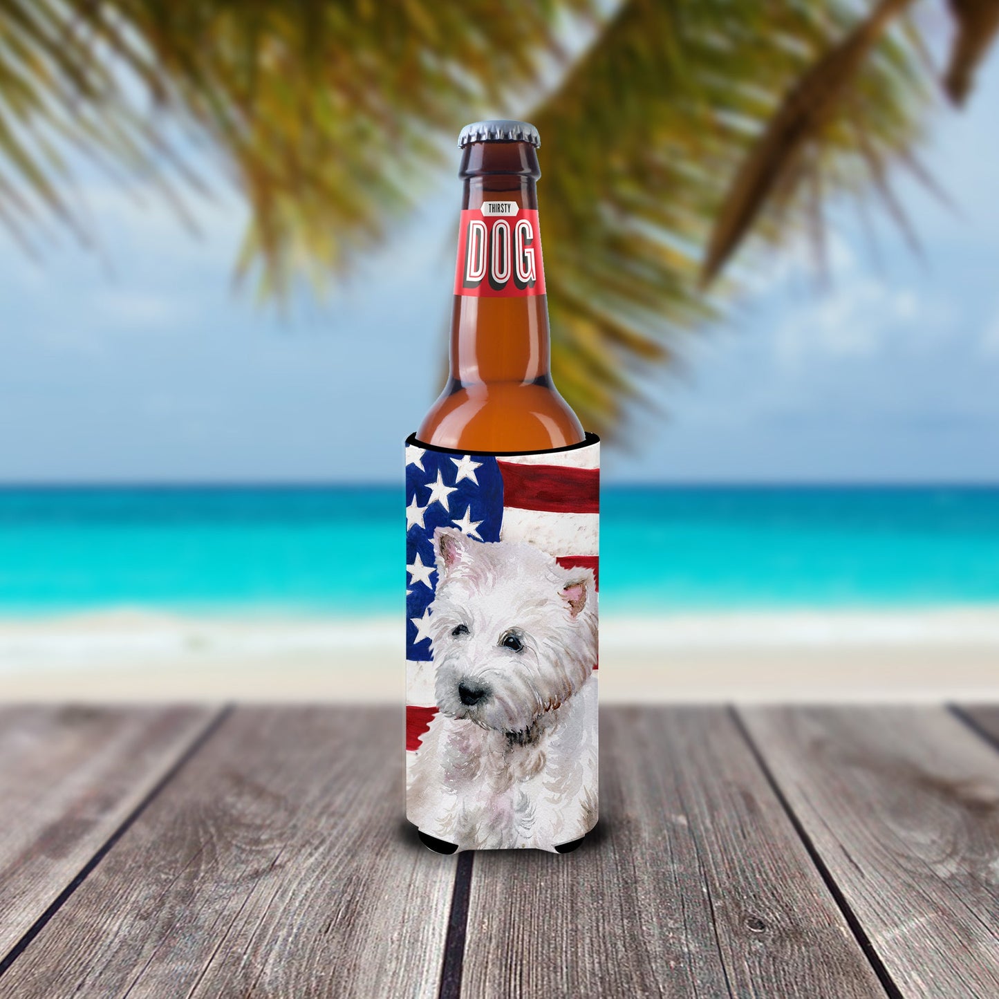 Westie Patriotic  Ultra Hugger for slim cans BB9701MUK by Caroline's Treasures