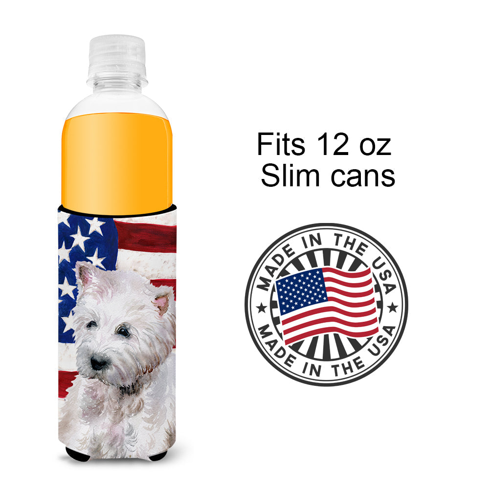 Westie Patriotic  Ultra Hugger for slim cans BB9701MUK by Caroline's Treasures