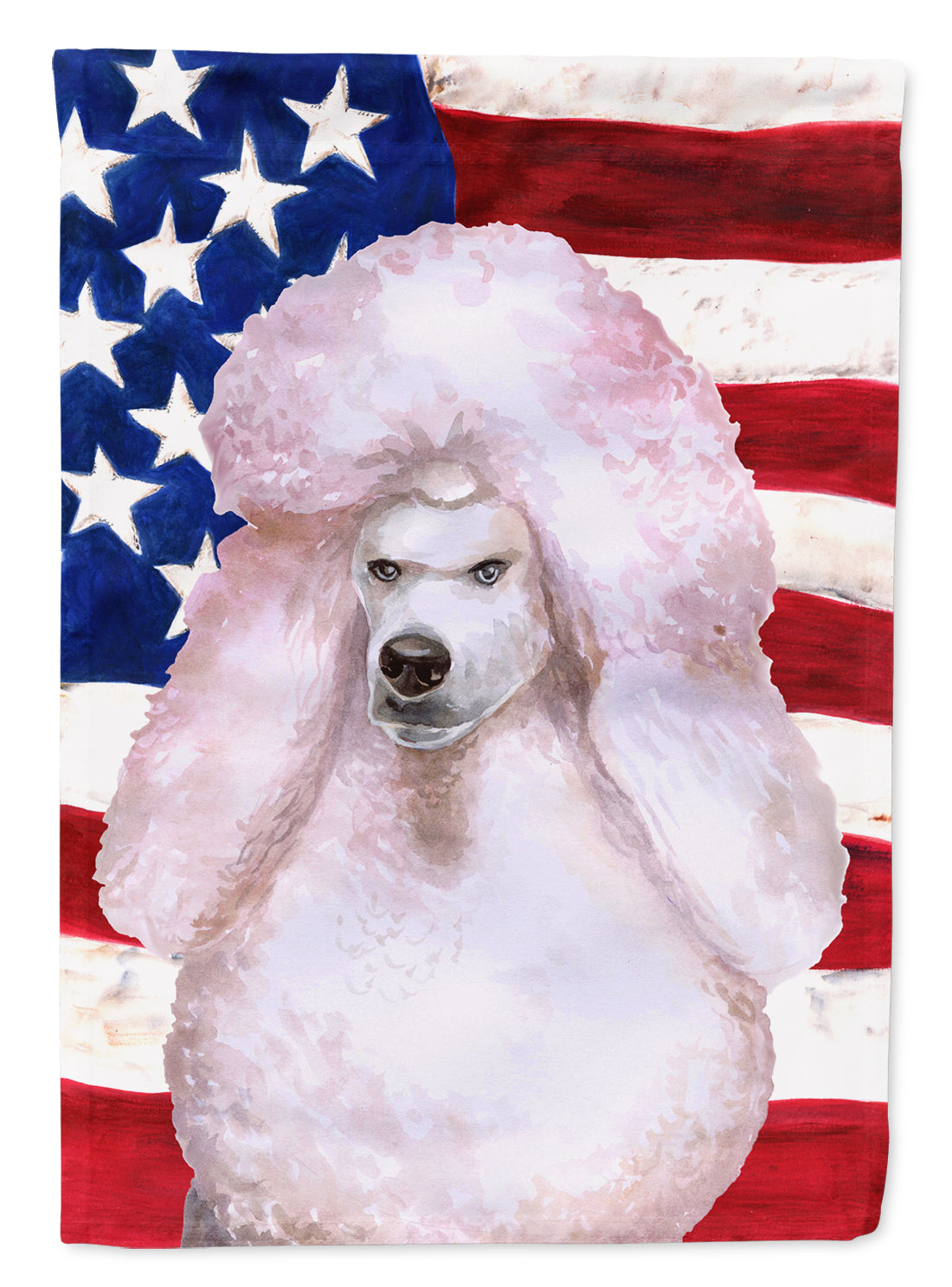 White Standard Poodle Patriotic Flag Canvas House Size BB9717CHF by Caroline's Treasures