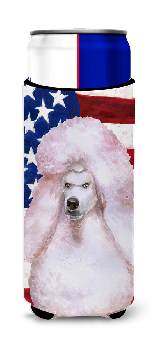 White Standard Poodle Patriotic  Ultra Hugger for slim cans BB9717MUK by Caroline's Treasures