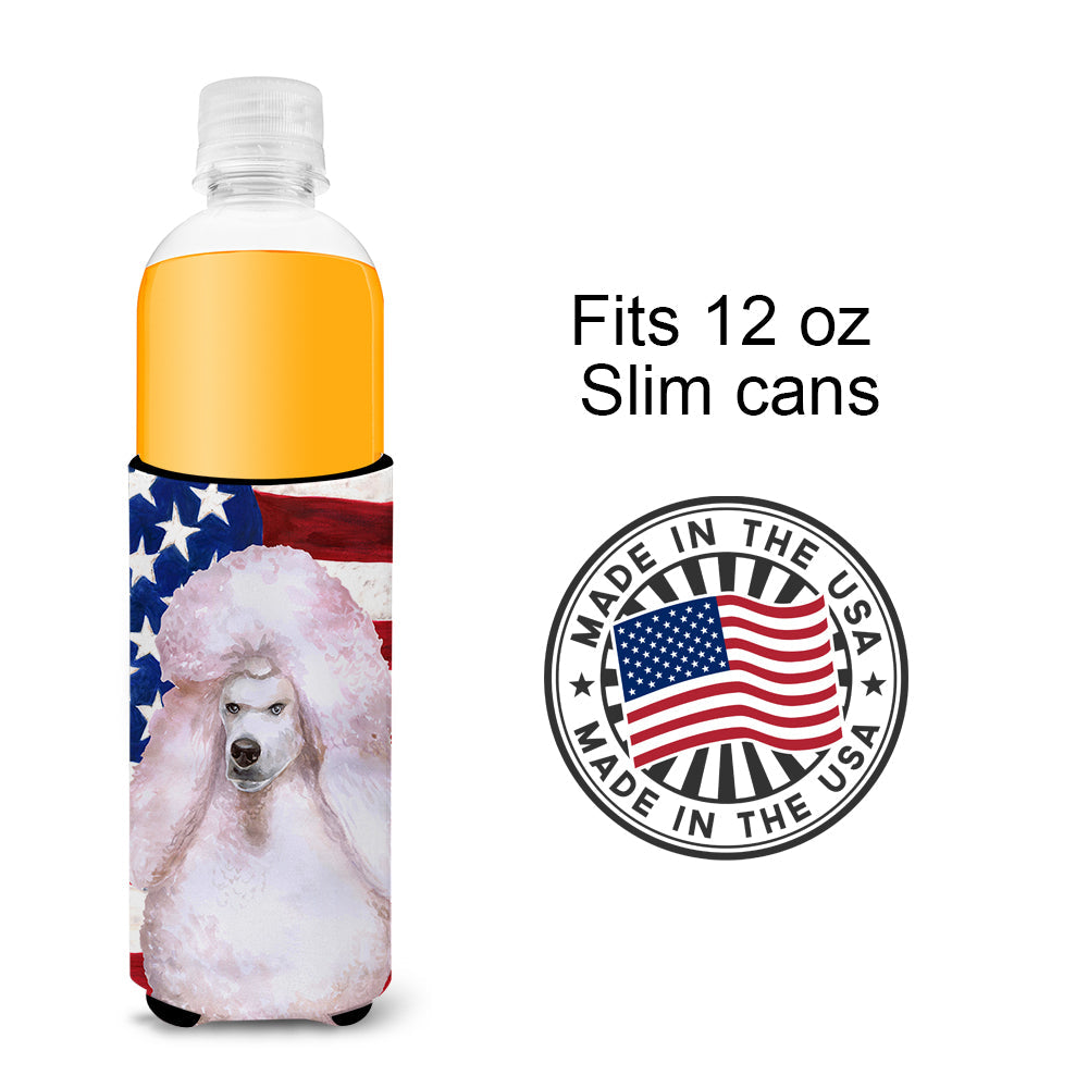 White Standard Poodle Patriotic  Ultra Hugger for slim cans BB9717MUK by Caroline's Treasures