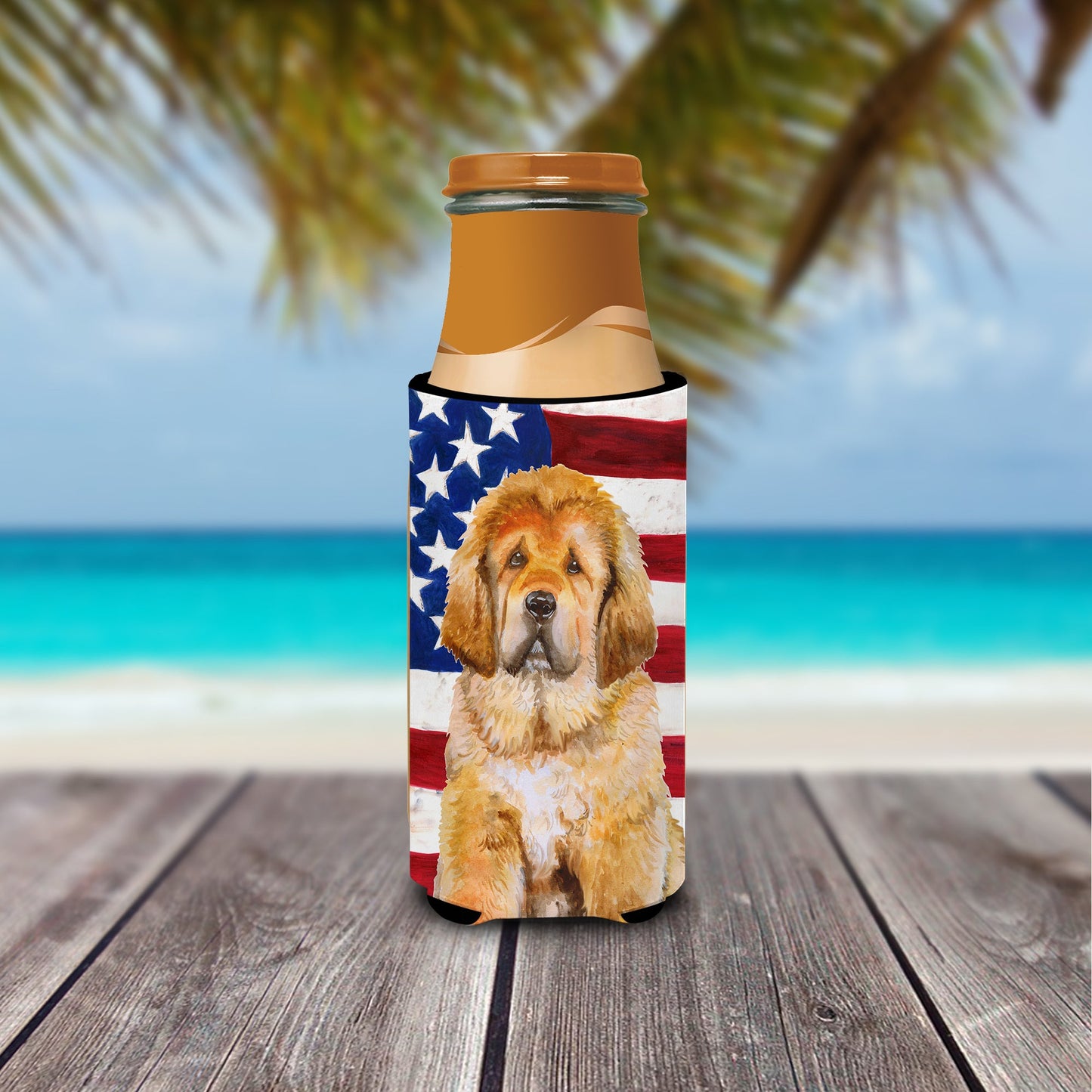 Tibetan Mastiff Patriotic  Ultra Hugger for slim cans BB9721MUK by Caroline's Treasures