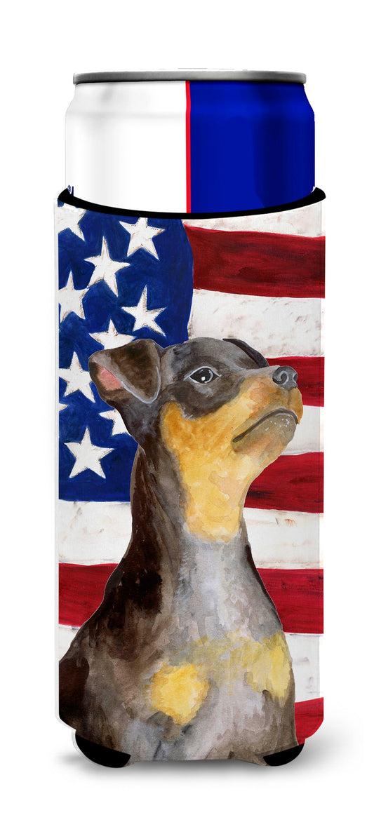 Miniature Pinscher #2 Patriotic  Ultra Hugger for slim cans BB9724MUK by Caroline's Treasures