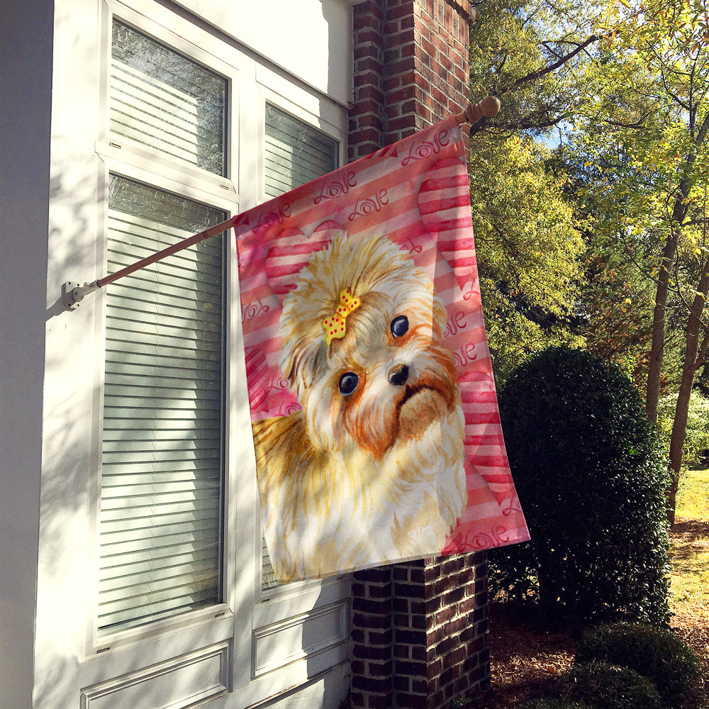 Morkie Love Flag Canvas House Size BB9755CHF by Caroline's Treasures