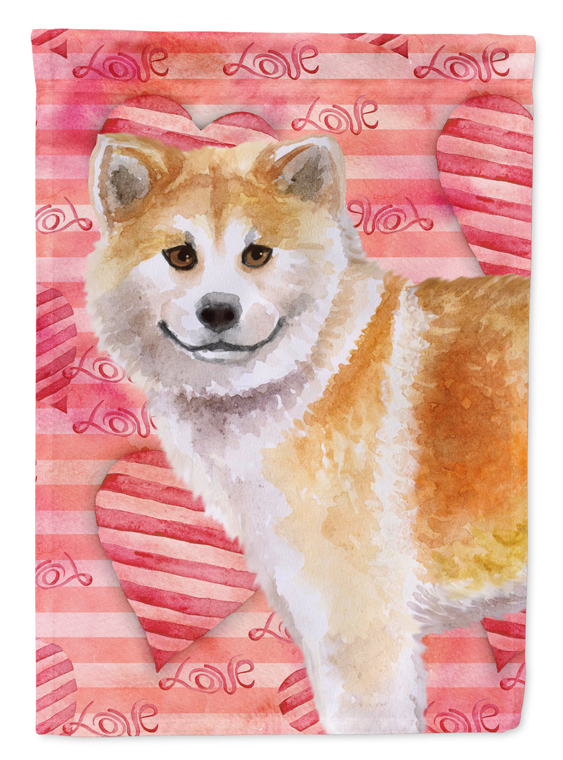 Shiba Inu Love Flag Canvas House Size BB9765CHF by Caroline's Treasures