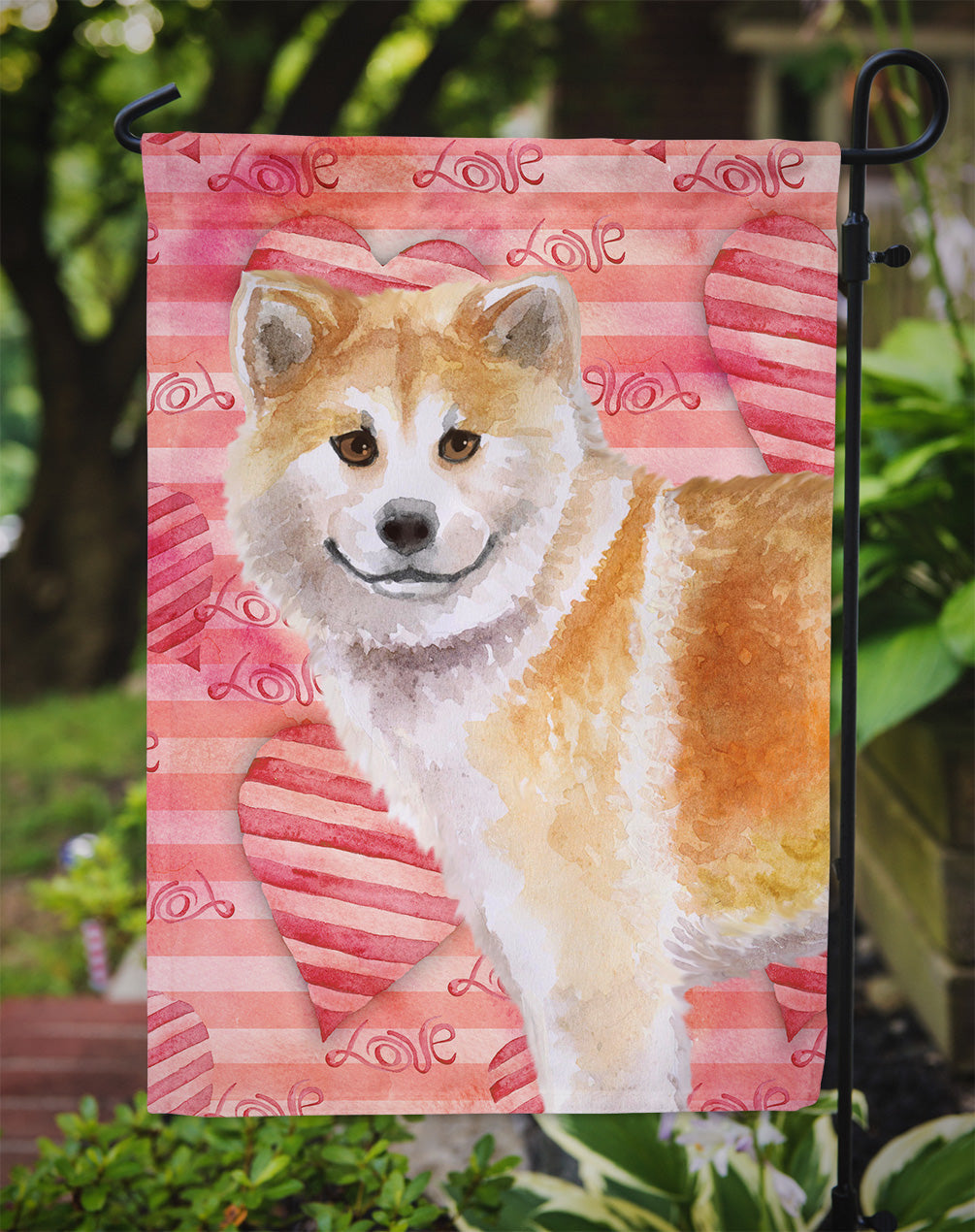 Shiba Inu Love Flag Garden Size BB9765GF by Caroline's Treasures