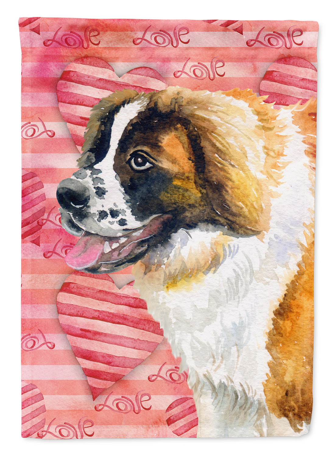 Saint Bernard Love Flag Canvas House Size BB9766CHF by Caroline's Treasures