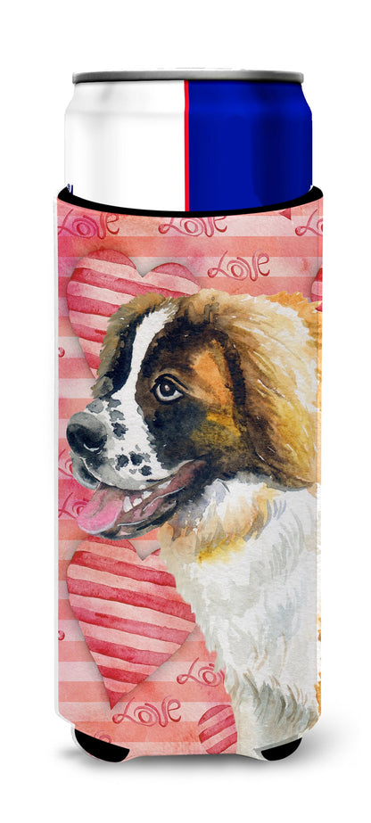 Saint Bernard Love  Ultra Hugger for slim cans BB9766MUK by Caroline's Treasures