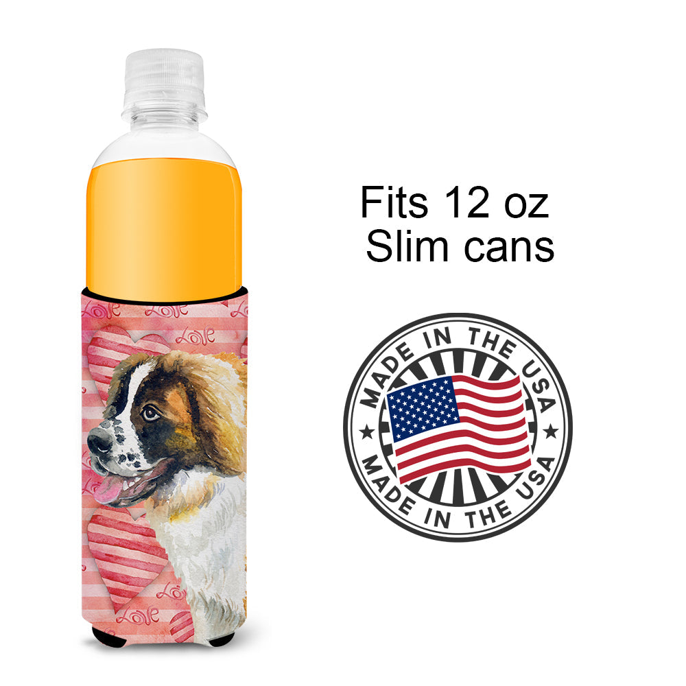 Saint Bernard Love  Ultra Hugger for slim cans BB9766MUK by Caroline's Treasures