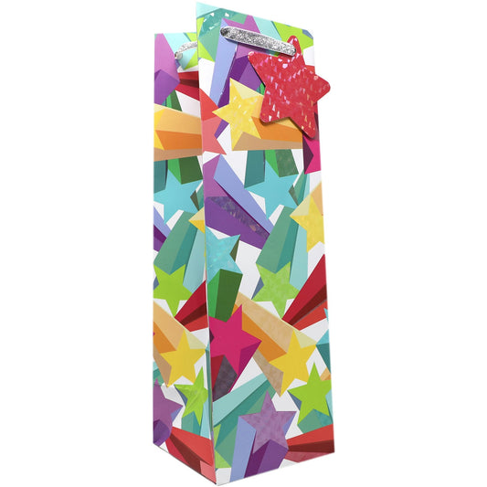 Wine Bottle Birthday Gift Bags, Bright Stars with Holographic Accents by Present Paper