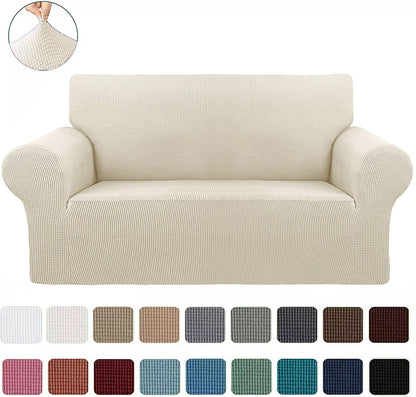 Beige 2-Piece Set Slipcover Sofa & Loveseat Cover Protector 4-Way Stretch Elastic by Homemartgoods