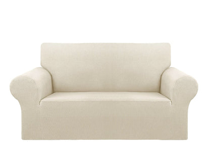 Beige 2-Piece Set Slipcover Sofa & Loveseat Cover Protector 4-Way Stretch Elastic by Homemartgoods