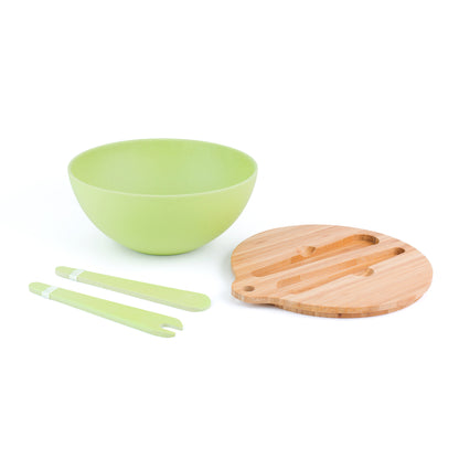 BAMBOO FIBER SALAD BOWL & PREP LID w/ UTENSILS by Peterson Housewares & Artwares