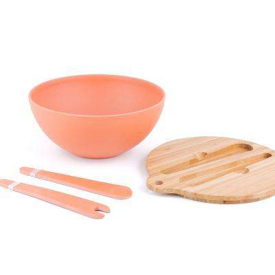 BAMBOO FIBER SALAD BOWL & PREP LID w/ UTENSILS by Peterson Housewares & Artwares