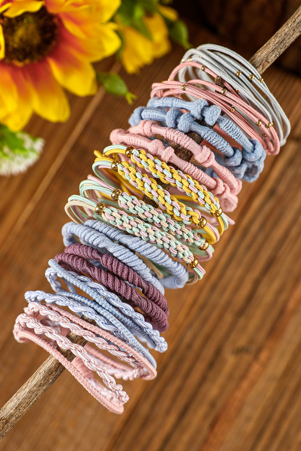 10pcs Pink Knotted Hair Ties by Threaded Pear