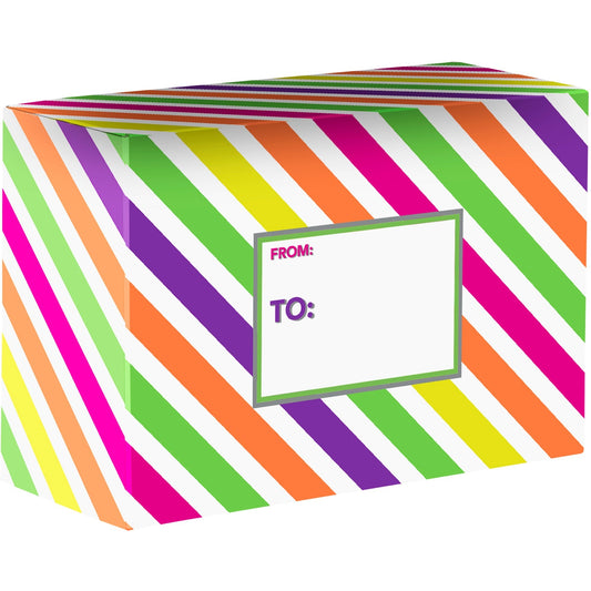 Neon Stripe Medium Birthday Printed Gift Mailing Boxes by Present Paper