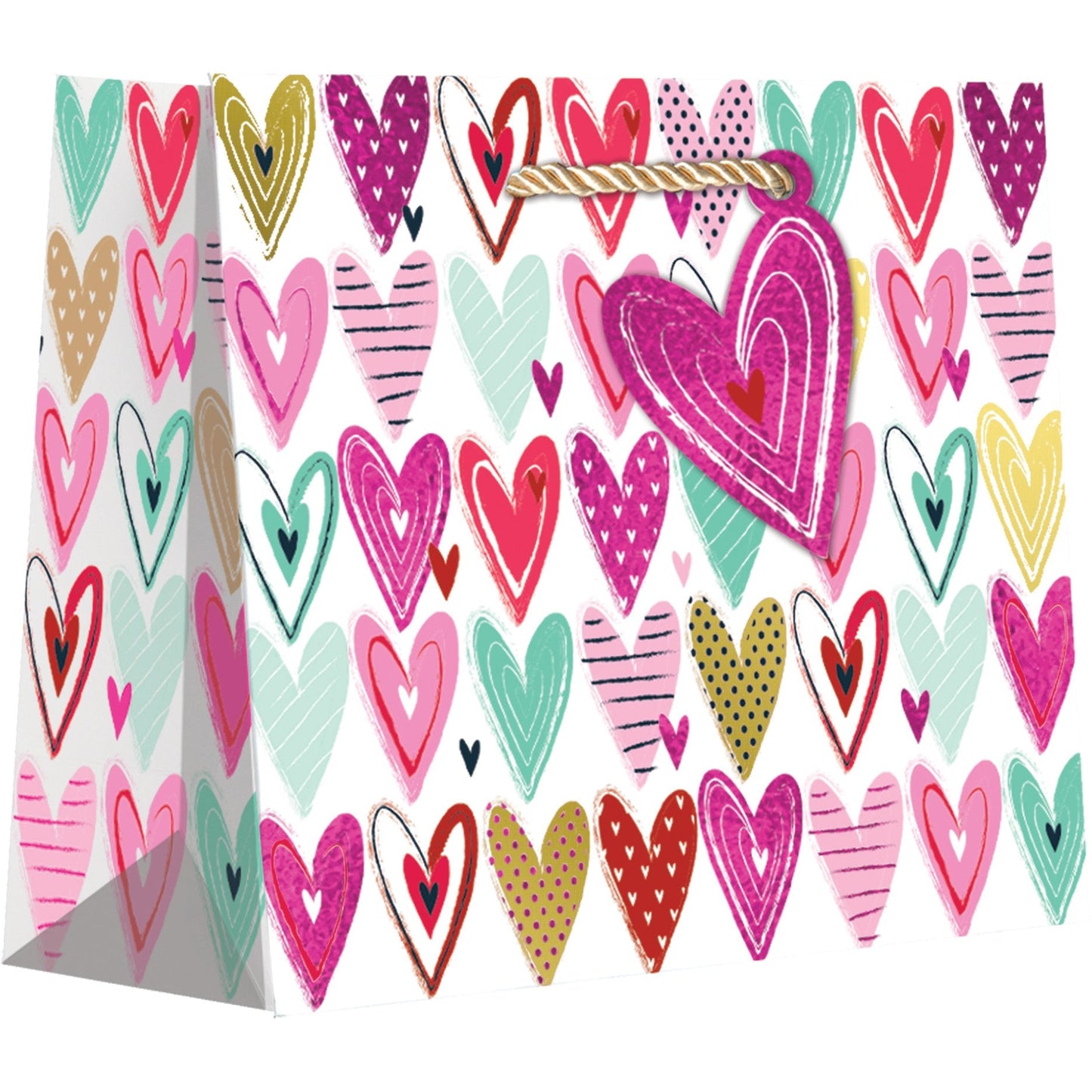 Medium Valentine Gift Bags, Pretty Hearts with Holographic Accents by Present Paper