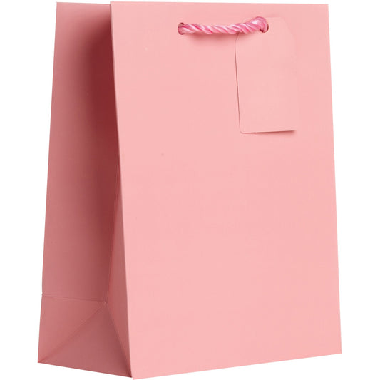 Heavyweight Solid Color Medium Gift Bags, Matte Pastel Pink by Present Paper