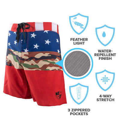 Board Shorts | Patriot | Black SA Shield by Soul of Adventure