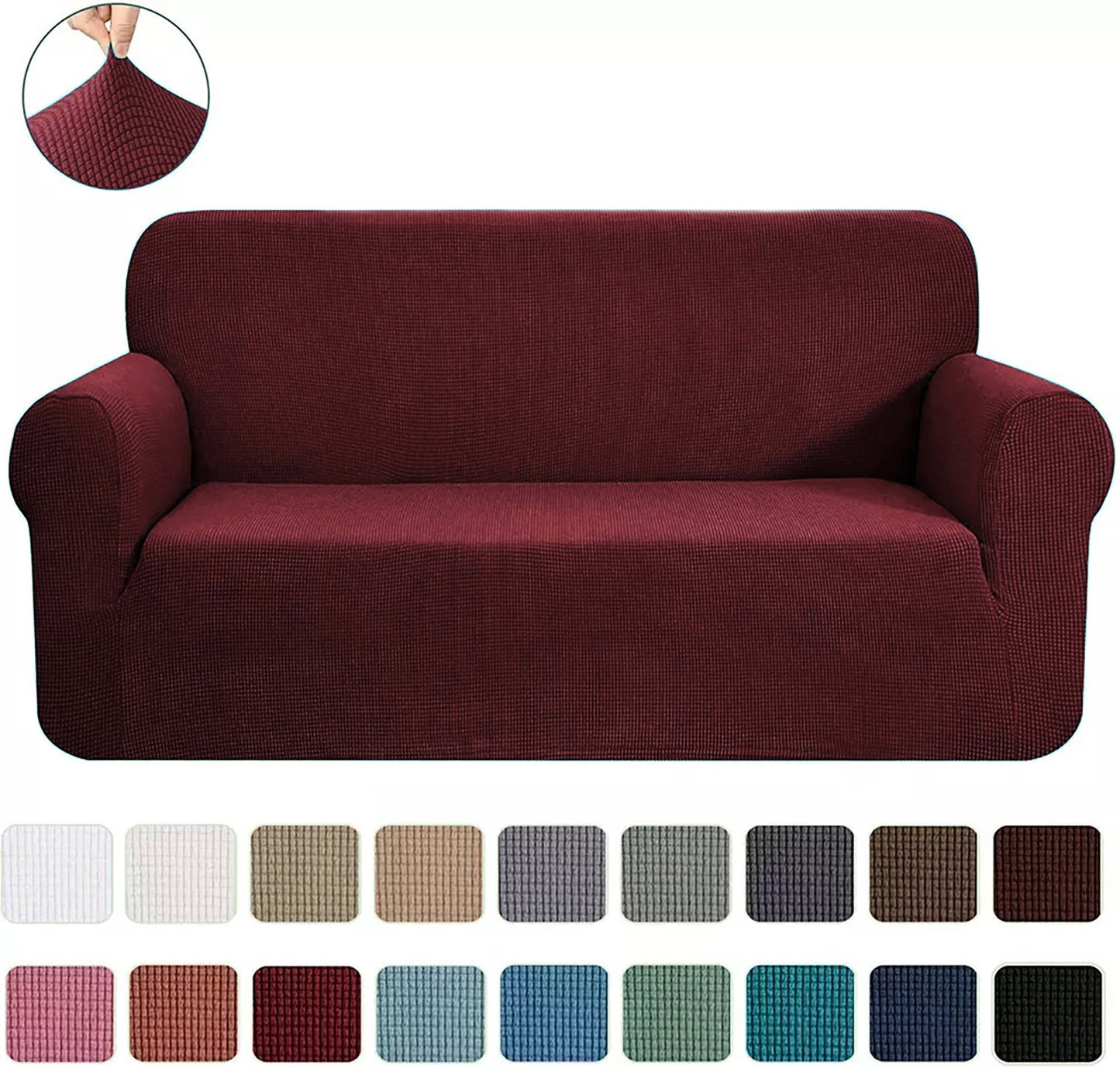 Burgundy 2-Piece Set Slipcover Sofa & Loveseat Cover Protector 4-Way Stretch Elastic by Homemartgoods