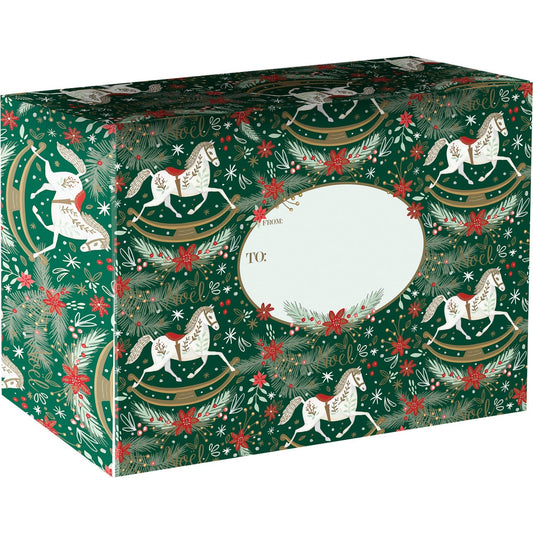 Rocking Horse Noel Medium Christmas Printed Gift Mailing Boxes by Present Paper