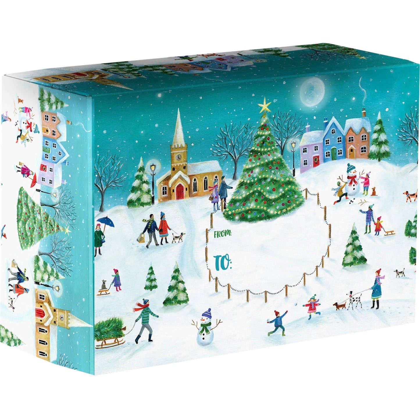 Village Medium Christmas Printed Gift Mailing Boxes by Present Paper