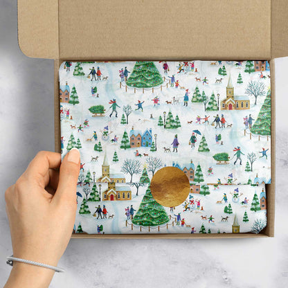 Village Town 20" x 30" Christmas Gift Tissue Paper by Present Paper