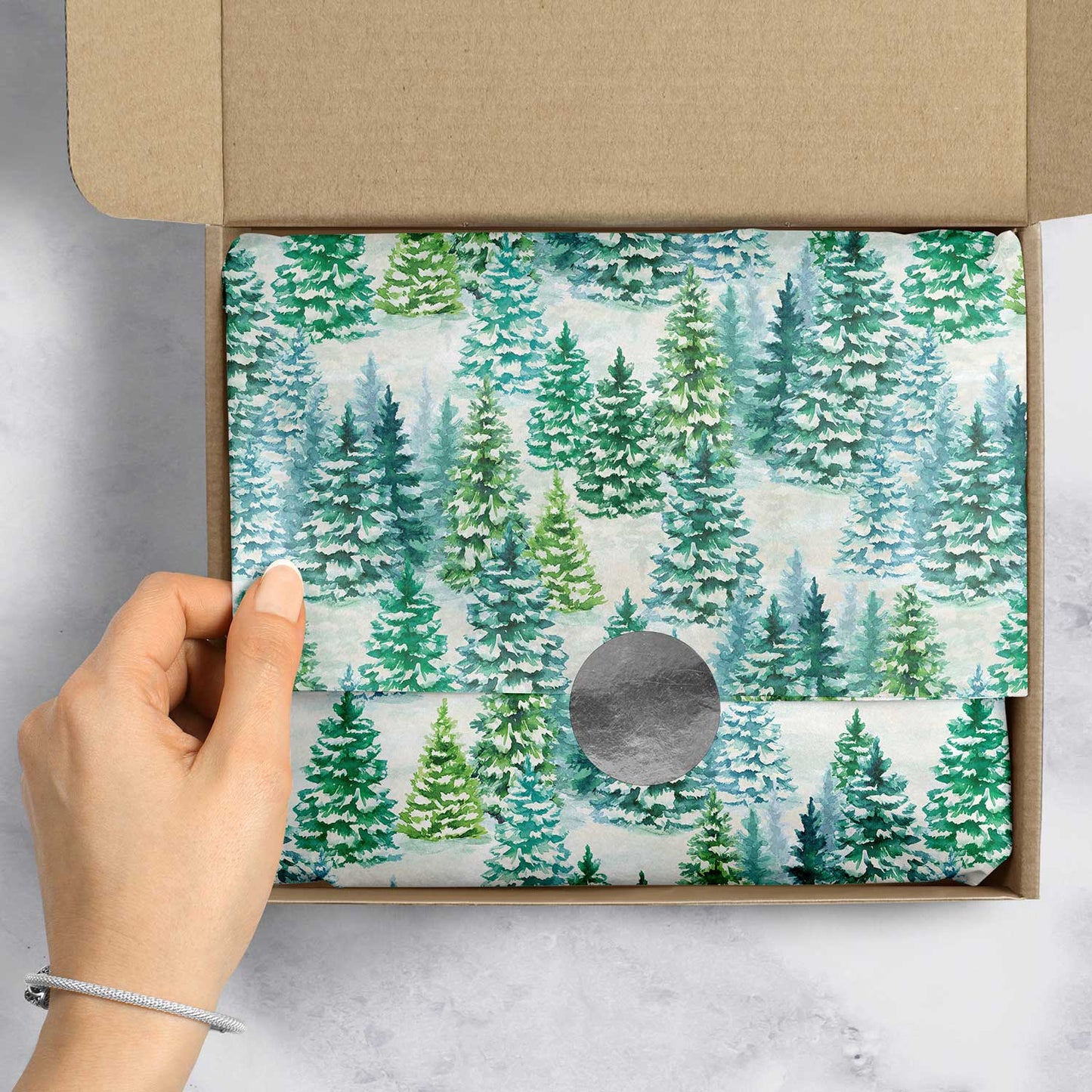 Snowy Trees 20" x 30" Christmas Gift Tissue Paper by Present Paper