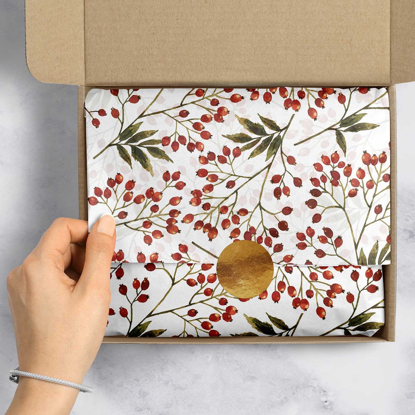 Snow Berries 20" x 30" Christmas Gift Tissue Paper by Present Paper