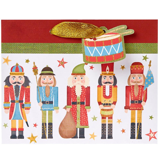 Small Matte Christmas Gift Bags with Glitter, Nutcracker by Present Paper