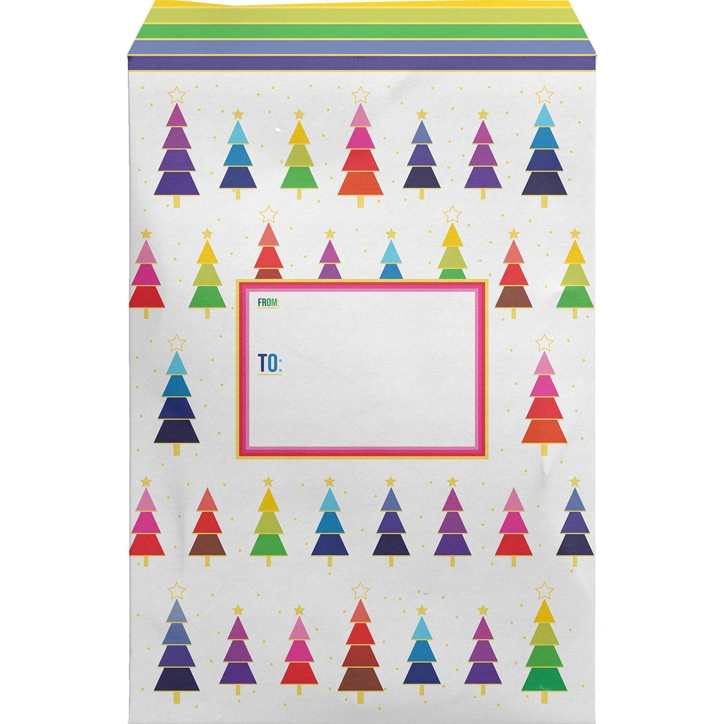 Small Christmas Printed Padded Mailing Envelopes, Rainbow Trees by Present Paper