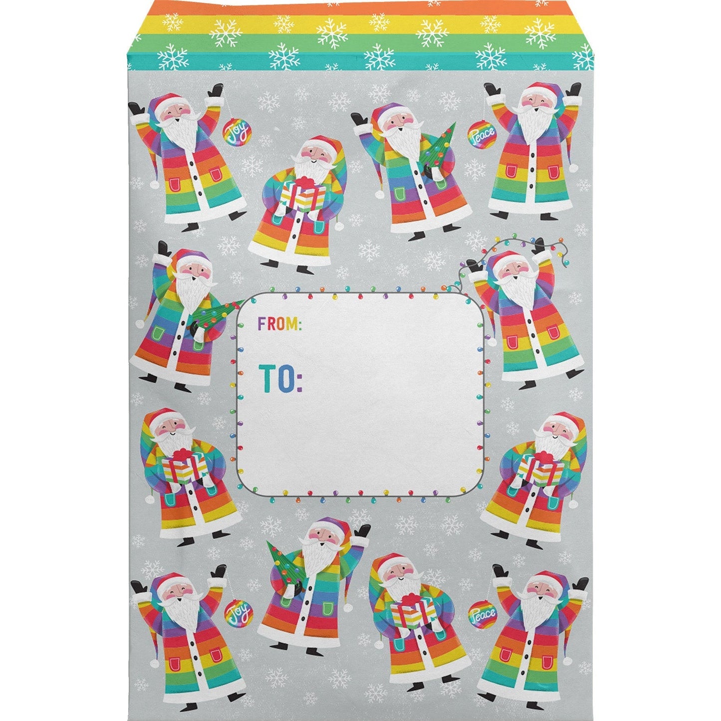 Small Christmas Printed Padded Mailing Envelopes, Rainbow Santa by Present Paper