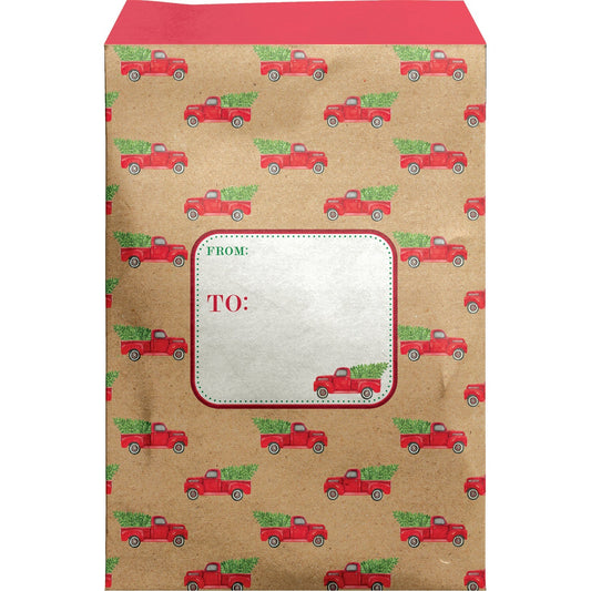 Small Christmas Printed Padded Mailing Envelopes, Red Pickup Truck by Present Paper