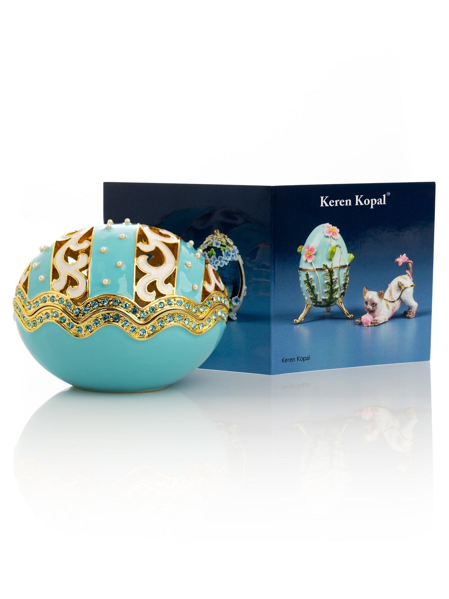 Turquoise Egg with pearls by Keren Kopal