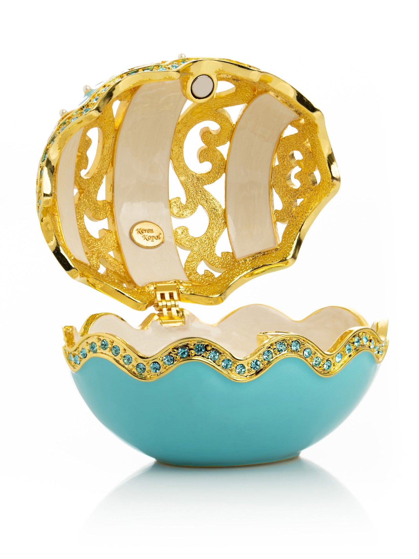 Turquoise Egg with pearls by Keren Kopal