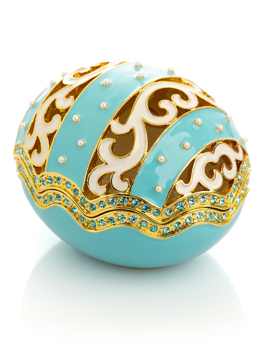 Turquoise Egg with pearls by Keren Kopal